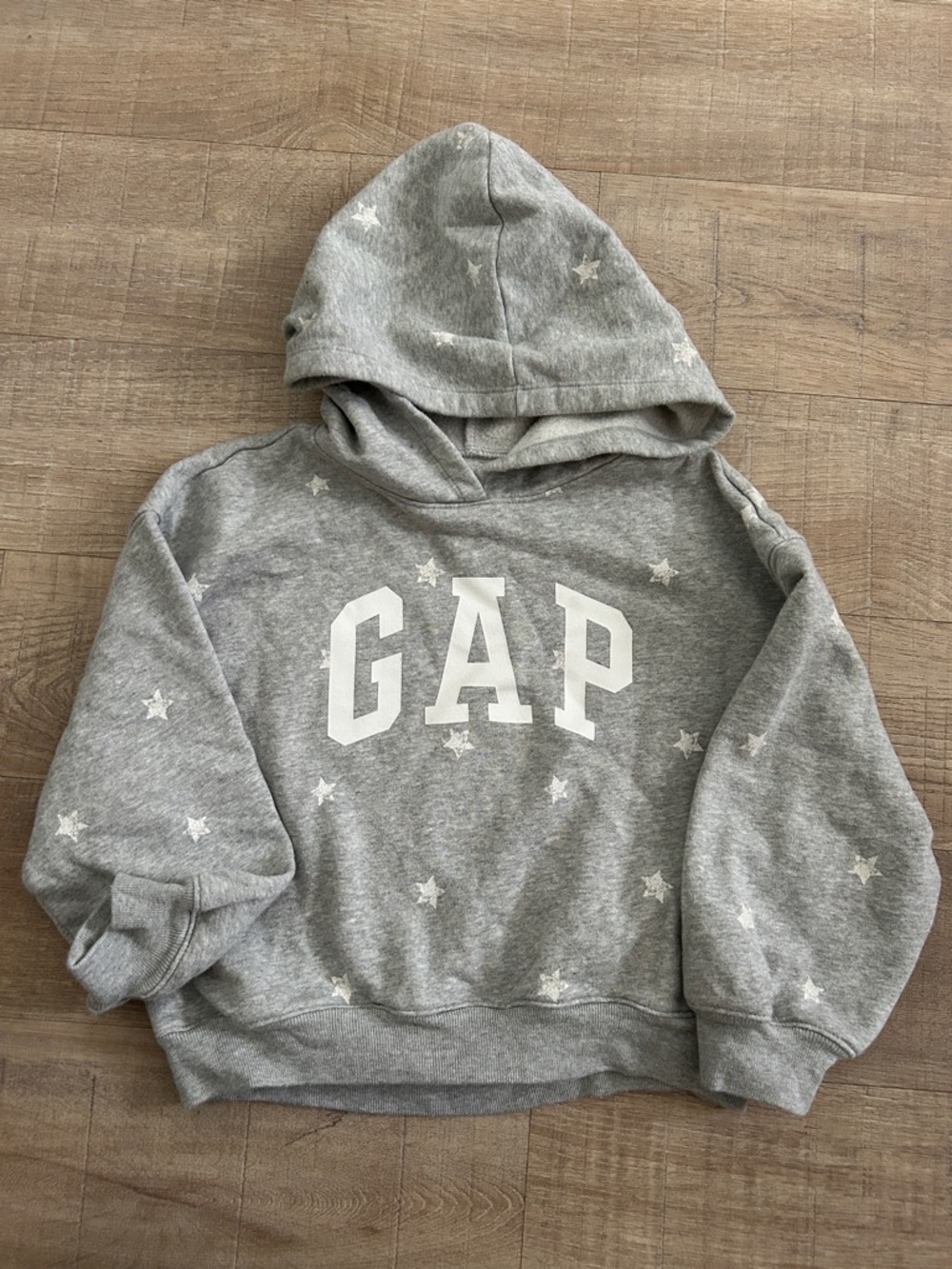 GAP Light Gray Star Print Hooded Sweatshirt